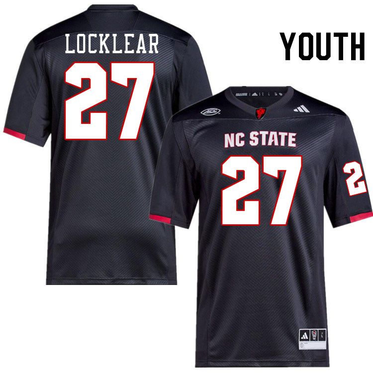 Youth #27 Ashton Locklear NC State Wolfpack College Football Jerseys Stitched-Black